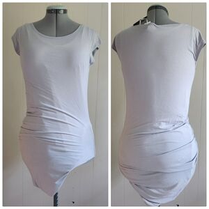 LUNN Lilith France nwt tunic length tee t-shirt top asymmetric gather Lagenlook